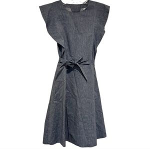 Flutter-dSleeve Midi Dress with Waist Tie in light blue
